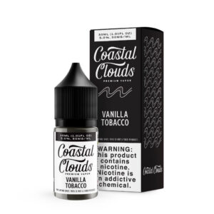 CoastalClouds_PV_2023_30ml_50mg_VanillaTobacco_BottleBox_Rendering Coastal Clouds Salt Vanilla Tobacco eJuice